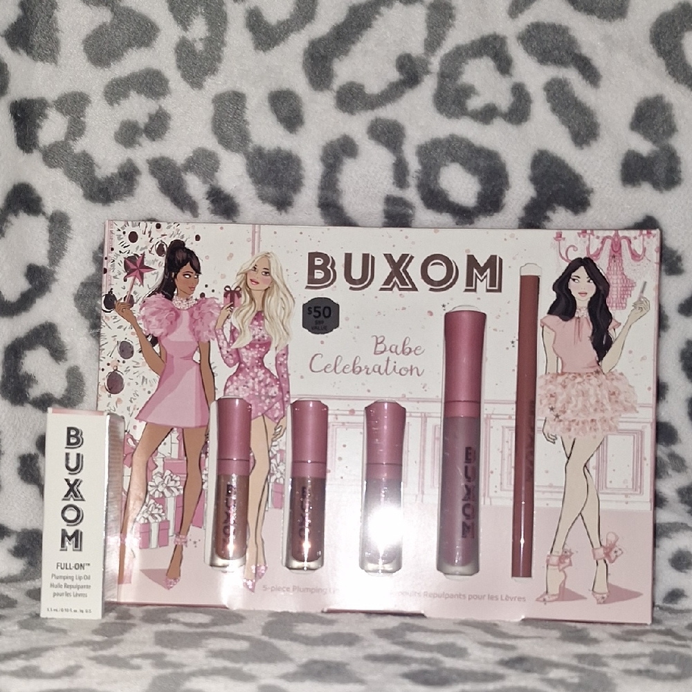 New Buxom Babe Celebration Set & Plumping Lip Oil, White Russian